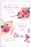 This image presents a Mother's Day card that feels both modern and romantic, with a design built around delicate pink roses. The card is seen from above, revealing a calm white background that allows the soft colours and flowing lines to stand out. At the heart of the composition, several roses in varied shades of pink are gathered together, their petals densely layered yet light in appearance, as if they could bruise at the slightest touch. Each bloom seems caught in its best moment, fully open yet still fresh, evoking the sight of newly cut roses ready for arranging in a Harmondsworth florist's workshop. Around these main flowers, singular petals lie scattered in an almost story-like pattern, hinting at movement and time passing. Some petals curl gently at the tips, while others rest smooth and flat, like the remnants of a bouquet that has been admired and handled with affection. A narrow ribbon in a coordinating pastel colour winds loosely through the scene, its soft arcs creating pathways that lead the eye from one rose to another. The ribbon appears smooth and slightly luminous, suggesting a satin finish. Written in airy, cursive script, the Mother's Day greeting sits among the flowers, the letters looping and swirling in a way that harmonises with the rounded forms of the petals. The message implies celebration, rest, and heartfelt thanks, without overwhelming the floral artwork. Subtle, diffuse lighting ensures that no area is too bright or too dark, adding to the card's overall sense of tranquillity. The result is a visual expression of gentle love, the kind of card that would pair beautifully with a fresh bouquet delivered across Harmondsworth to mark Mother's Day.